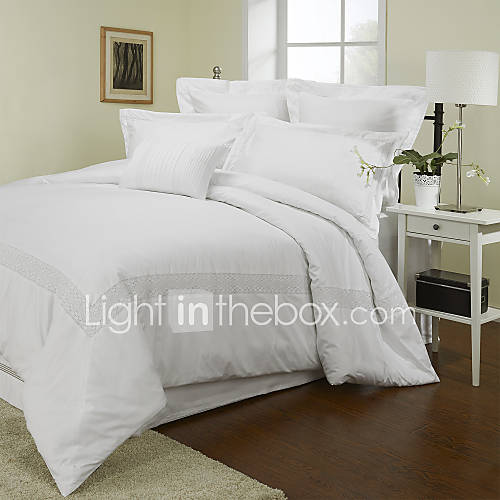 3 Piece 300TC Lace Frame Cotton Duvet Cover Set