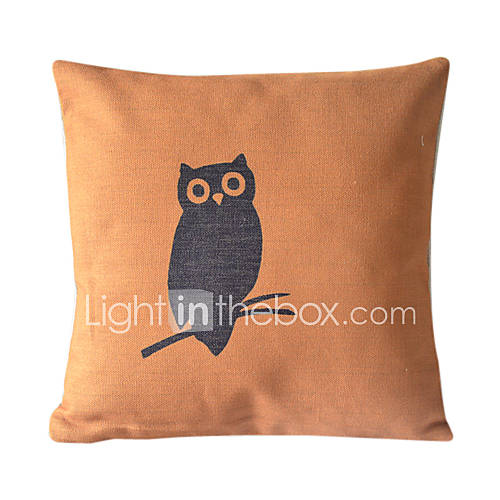 Night Owl Cotton/Linen Decorative Pillow Cover