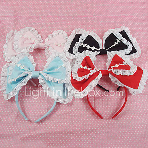 Handmade White Lace Cotton 25cm Sweet Lolita Headband(4 Colors)