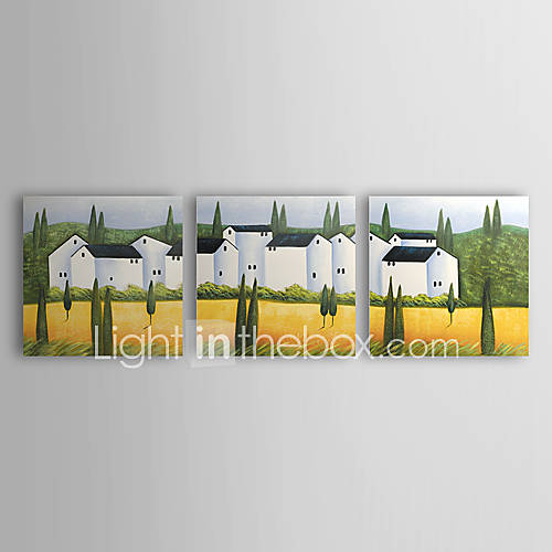 Hand painted Landscape Oil Painting with Stretched Frame   Set of 3