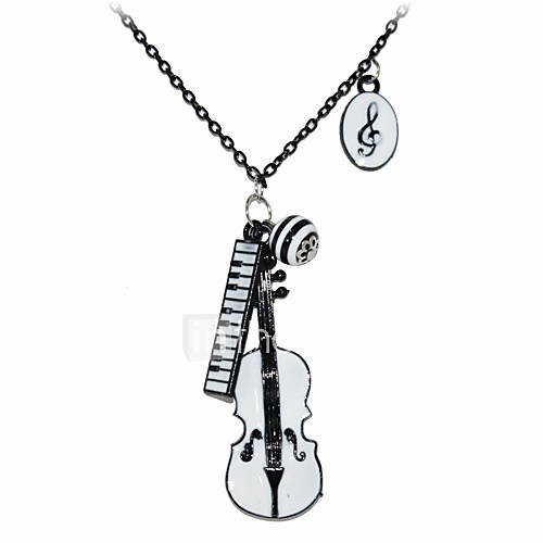 Gun Color Plated Violin Shaped Alloy Necklace