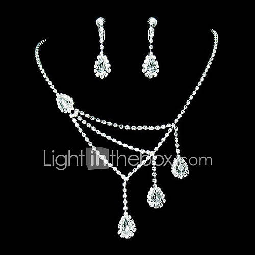 Simple Design Alloy With Rhinestone Womens Jewelry Set Including Necklace,Earrings