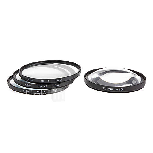 4pcs 77mm Close Up Filter Kit for Camera with Filter Bag (1, 2, 4, 10)