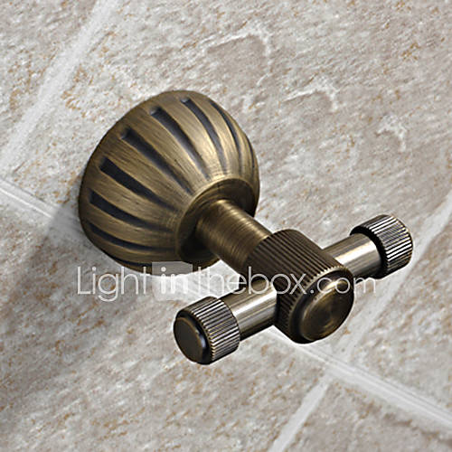 Simple Dual End Antique Brass Robe Hook