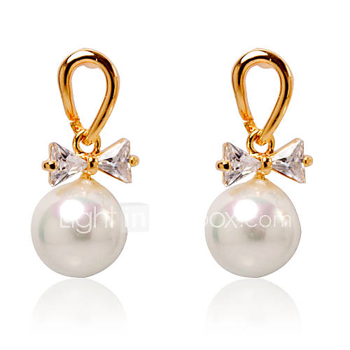 Charming Alloy Pearl Earrings with Cubic Zirconia