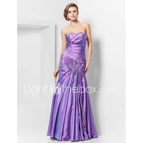 Trumpet/Mermaid Strapless Floor length Taffeta Evening/Prom Dress