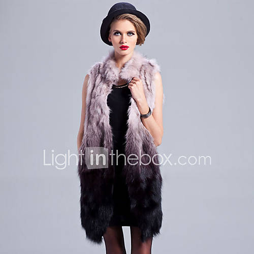 Standing Collar Fox Fur Casual/Party Vest (More Colors)