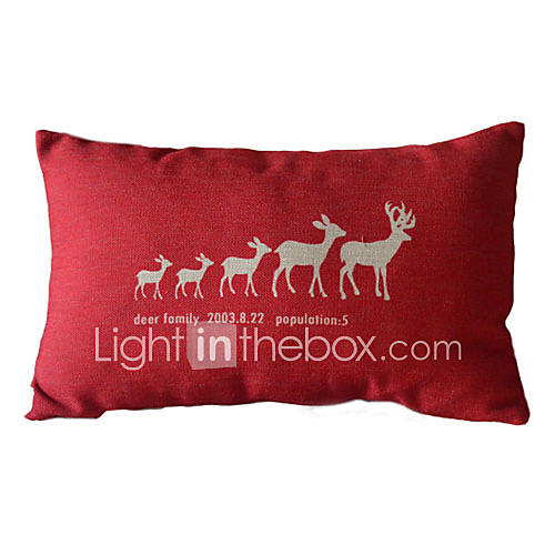 Deer Family Cotton/Linen Decorative Pillow Cover