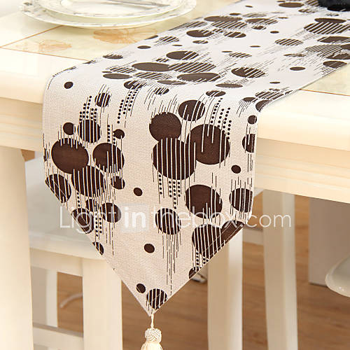 Classic Print Brown Polka Dots Polyester Cotton Blend Table Runners