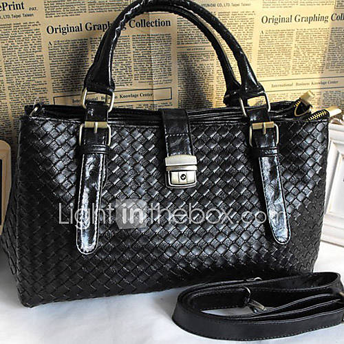 Womens Black Euramerican Woven Shoulder Bag