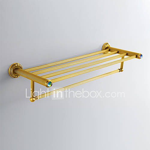 Antique Style Colorful Crystal Decorated Ti PAD Finish Brass Towel Rack