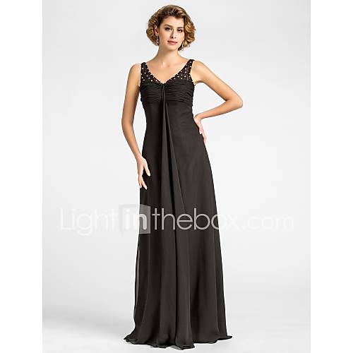 Sheath/Column V neck Floor length Chiffon Mother of the Bride Dress