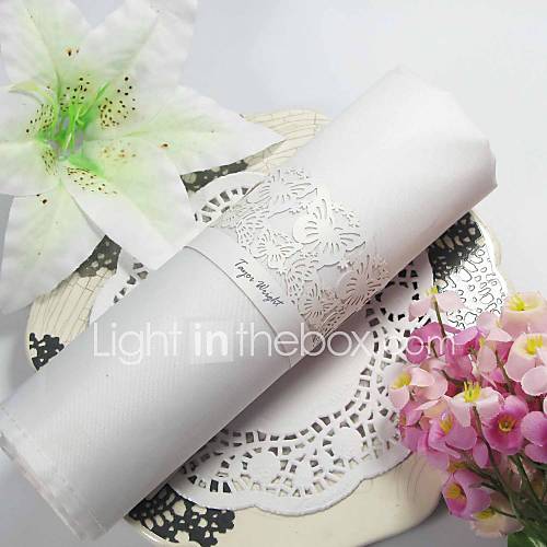 Butterfly Theme Pearl Paper Napkin Ring (Set of 12)