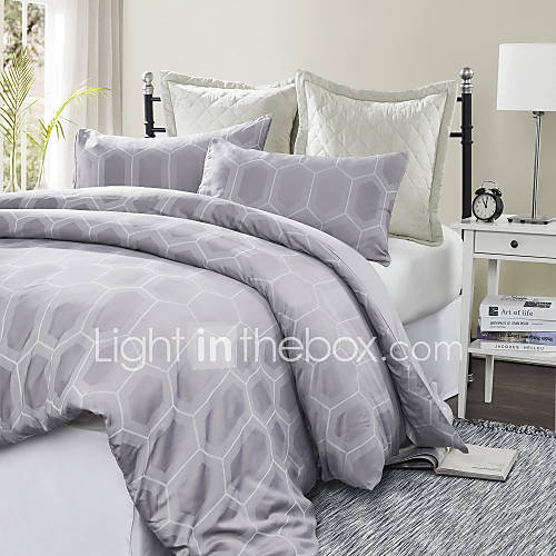 3 Piece Bourgas Hexagon Printed Duvet Cover Set