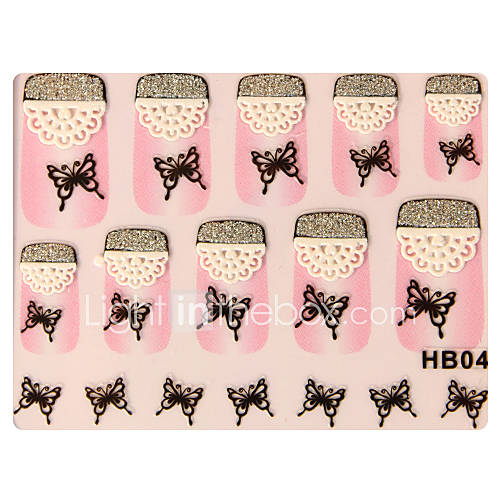 5PCS Mixed style 3D Nail Art Stickers HB Series Pink Cartoon