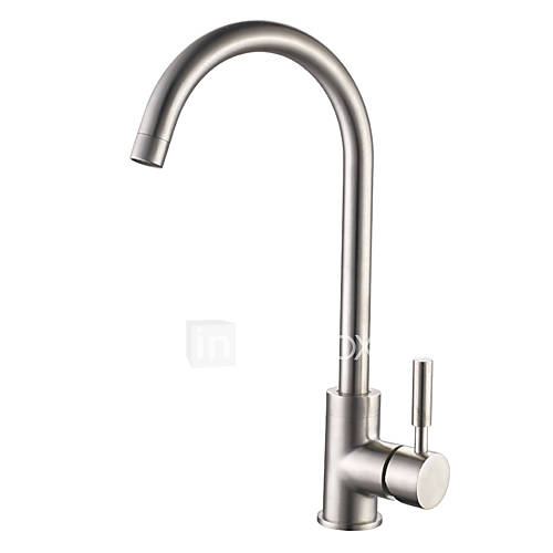 Centerset Contemporary Style Brushed Finish Stainless Steel Kitchen Faucet