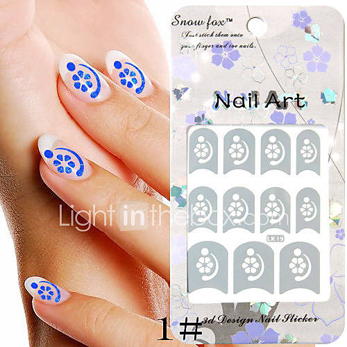 3PCS Paper Nail Art Image Stamp Stickers LK Series No.3(Assorted Colors)