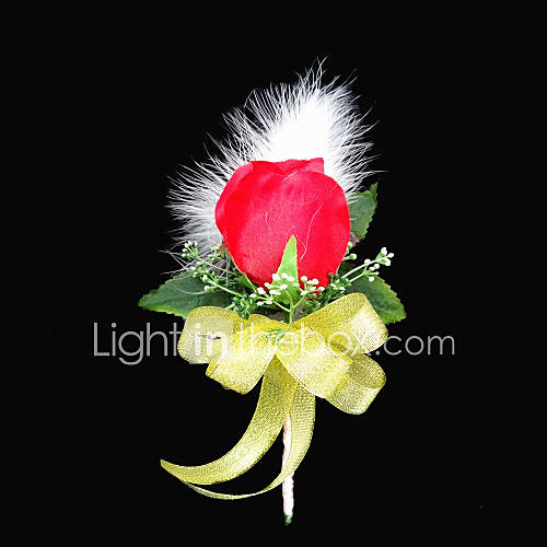 Pretty Satin / Cotton With Feather Free form Boutonniere