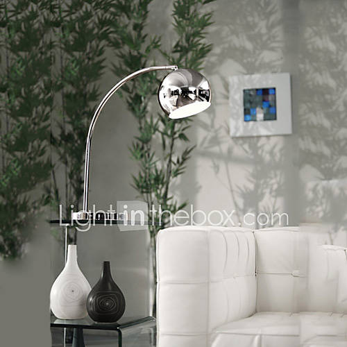 60W Contemporary Table Lamp with Metal Globe Shade and Arc Lamp Arm