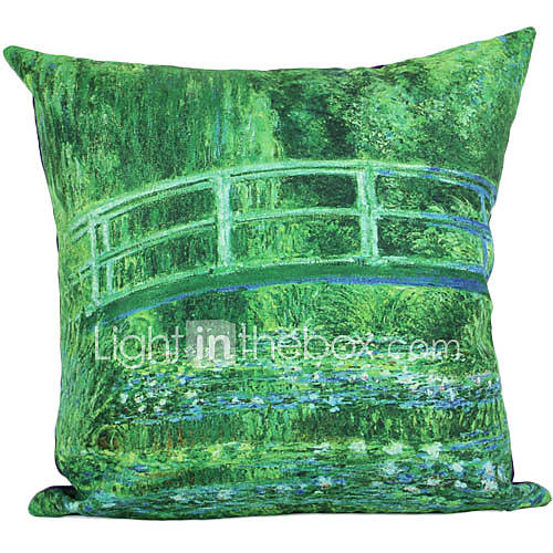 Country Waterlily Pond Suede Decorative Pillow Cover