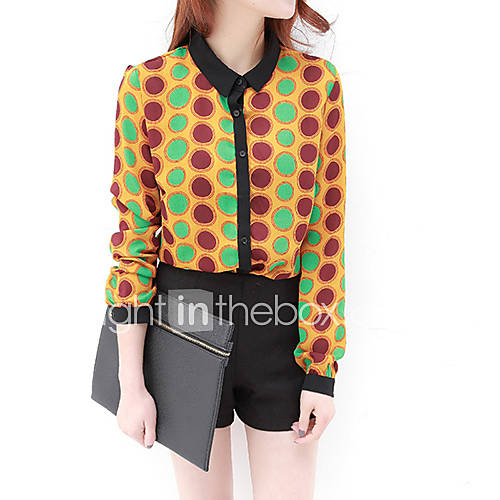 YOUZI Retro Print Chiffon Shirt