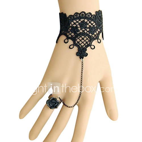 Vintage Flower Pattern Black Lace Bracelet