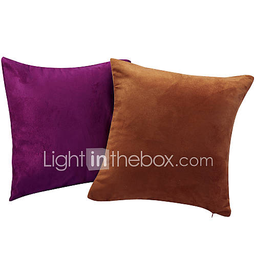 Set of 2 Solid Faux Suede Decorative Pillow Cover