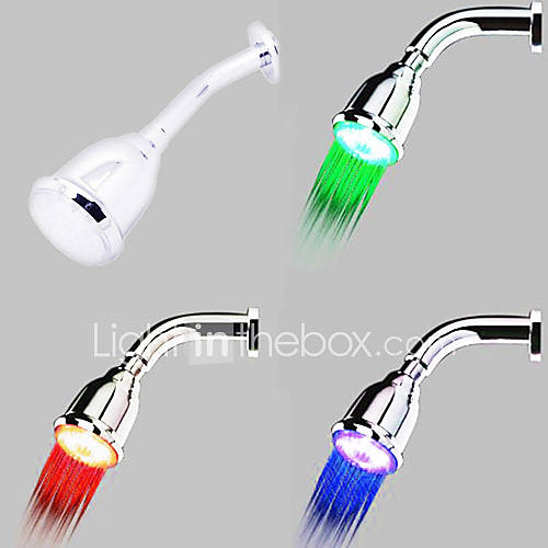 Contemporary Chrome Finish Thermochromic Wall Mount LED Showerhead