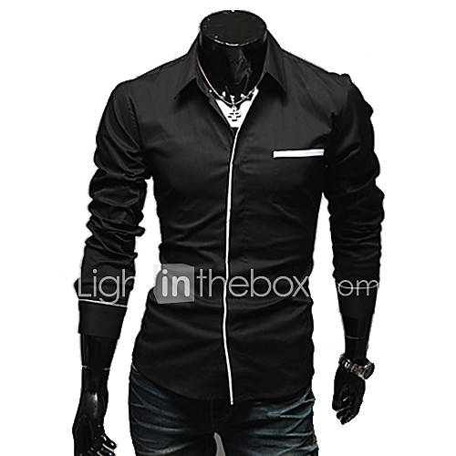 Mens Basic Contrast Color Long Sleeve Shirt