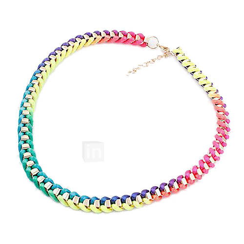 Fabric Multi color Weave Hipster Necklace(Assorted Colors)
