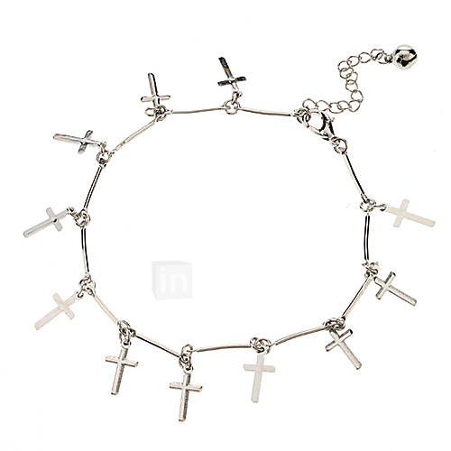 The Cross Pendant Metal Anklet(Platinum)