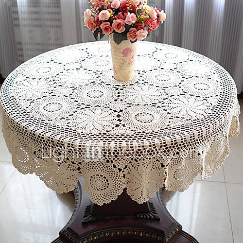 59 Inch Crochet Round Tablecloth