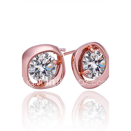 Unique Rose Gold Plated Round Crystal Earrings