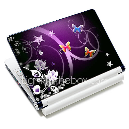 Butterflies And Flowers Pattern Laptop Protective Skin Sticker For 10/15 Laptop(15 suitable for below 15)
