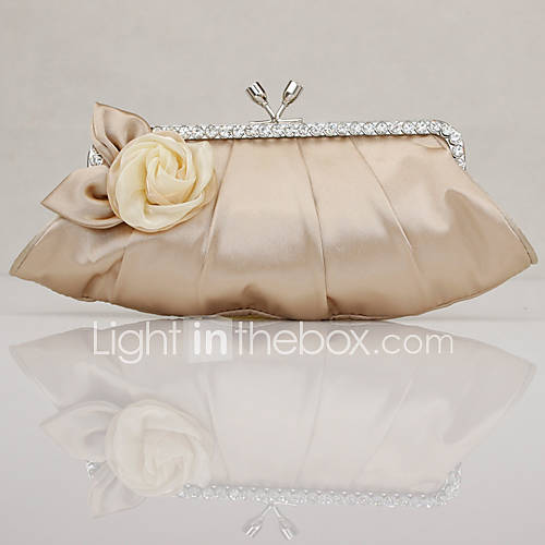 Flower Rhinestones Silk Evening Bag