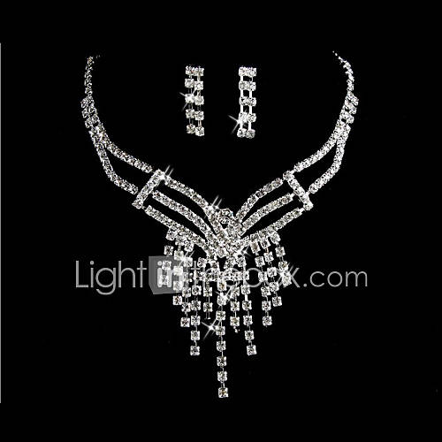 Marvelous Rhinestones Alloy Plated Wedding Bridal Jewelry Set Including Necklace And Earrings