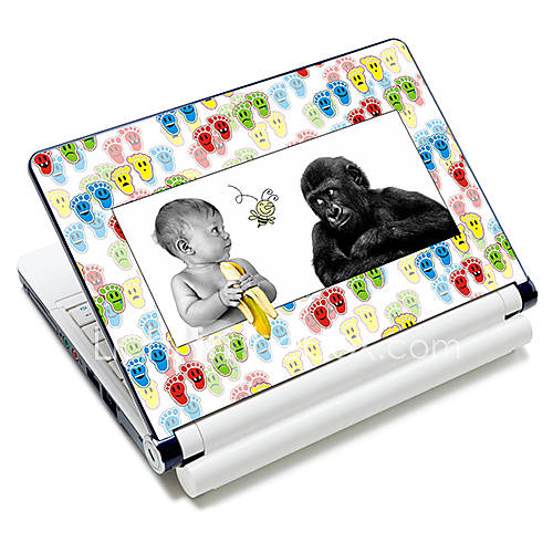 Kid And Orangutan Pattern Laptop Protective Skin Sticker For 10/15 Laptop 18363(15 suitable for below 15)