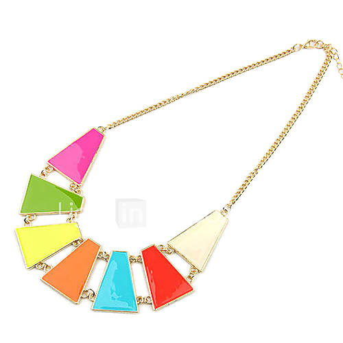 Geometric Splicing Fluorescent Multi color Alloy Necklace