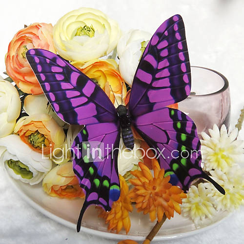 Beautiful Grape Plastic Butterfly (Set Of 6)