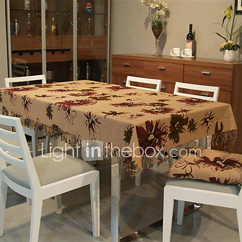 Daisy Pattern Linen / Cotton Blend Table Cloth