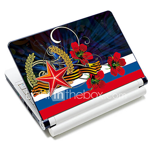 Flowers And Five Pointed Star Pattern Laptop Protective Skin Sticker For 10/15 (15 suitable for below 15)