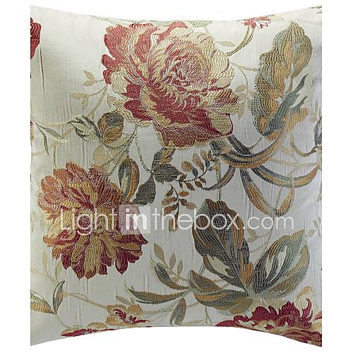Country Floral Jacquard Decorative Pillow Cover
