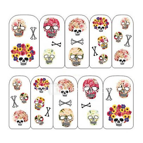 5PCS Water Transfer Printing Colorful Nail Stickers Cartoon