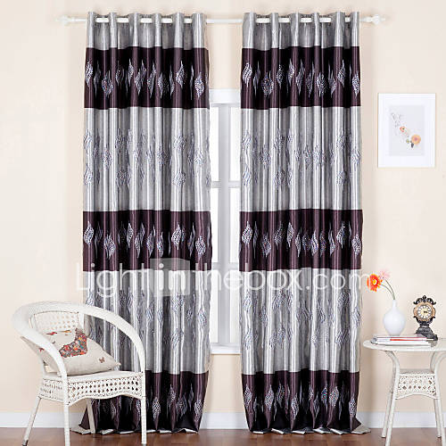 (One Pair) Traditional Embroidery Floral Room Darkening Curtain