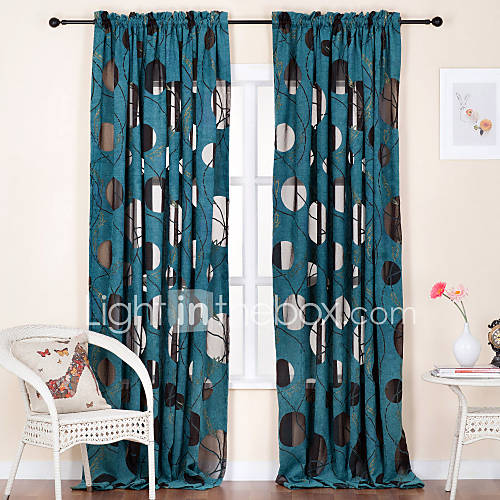 (One Pair) Geometric Contemporary Chenille Print Energy Saving Curtain