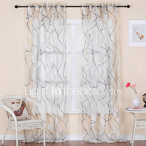 (One Pair) Jacquard Curve Country Sheer Curtain