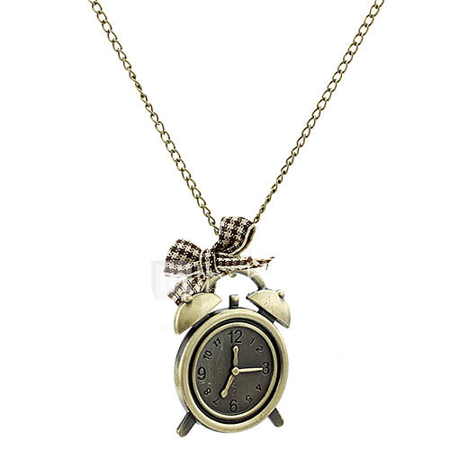 Vintage Alarm Clock Metal Necklace