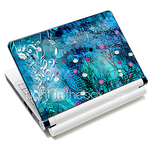 Flower And Music Pattern Laptop Protective Skin Sticker For 10/15 Laptop 18371(15 suitable for below 15)