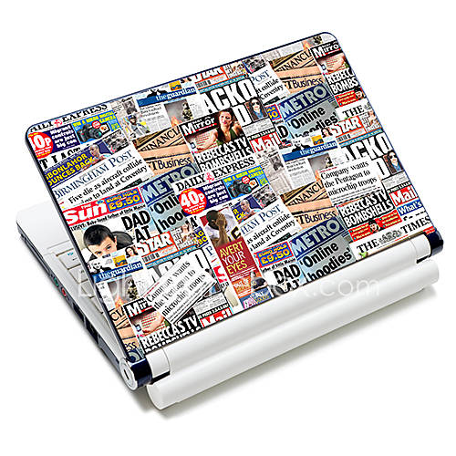 Newspaper Pattern Laptop Protective Skin Sticker For 10/15 Laptop 18586(15 suitable for below 15)