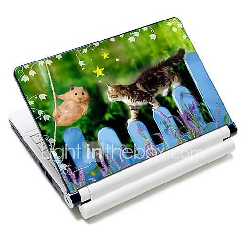 Cat And Hamster Pattern Laptop Protective Skin Sticker For 10/15 Laptop 18609(15 suitable for below 15)